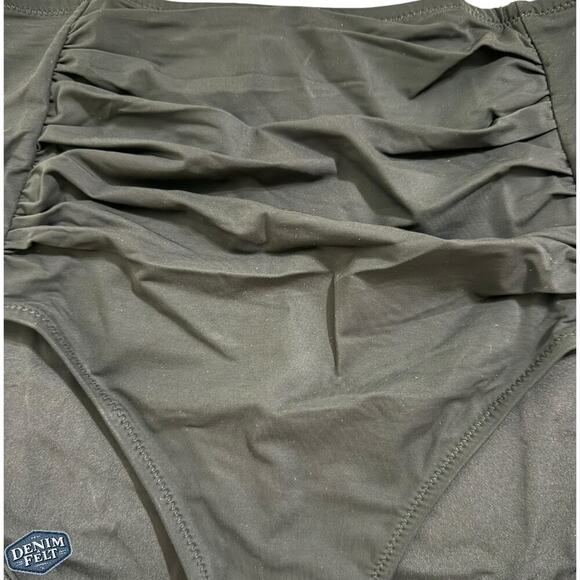 Popilush High-Waisted Ruched Shaping Swim Bottoms Black Size Medium VIRAL NEW - Picture 9 of 13